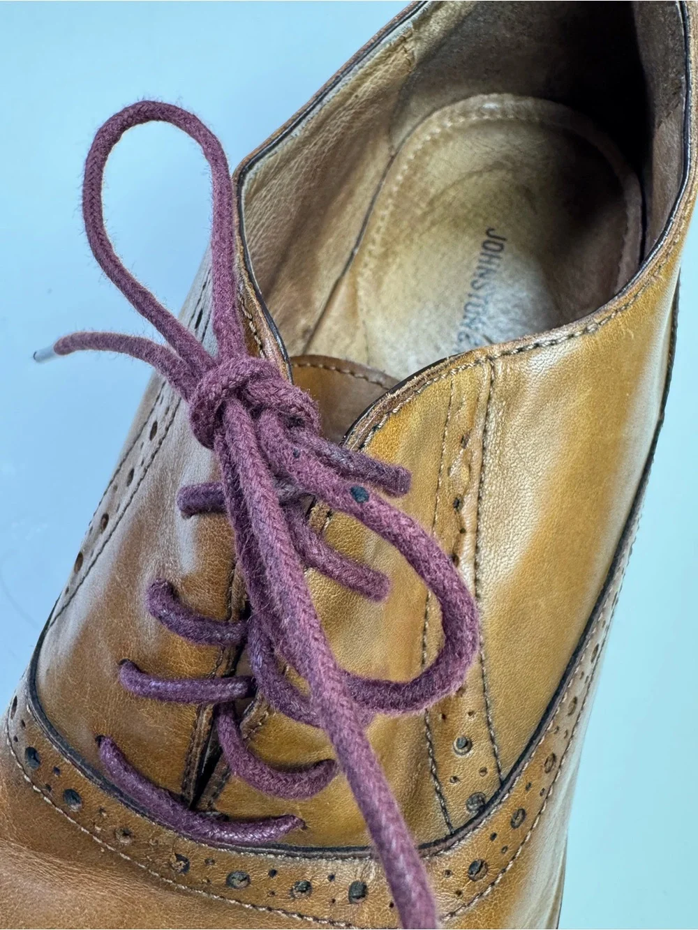 Johnston & Murphy Conrad Cap Toe Leather Oxford Shoes Mens 12 Light Brown Tan